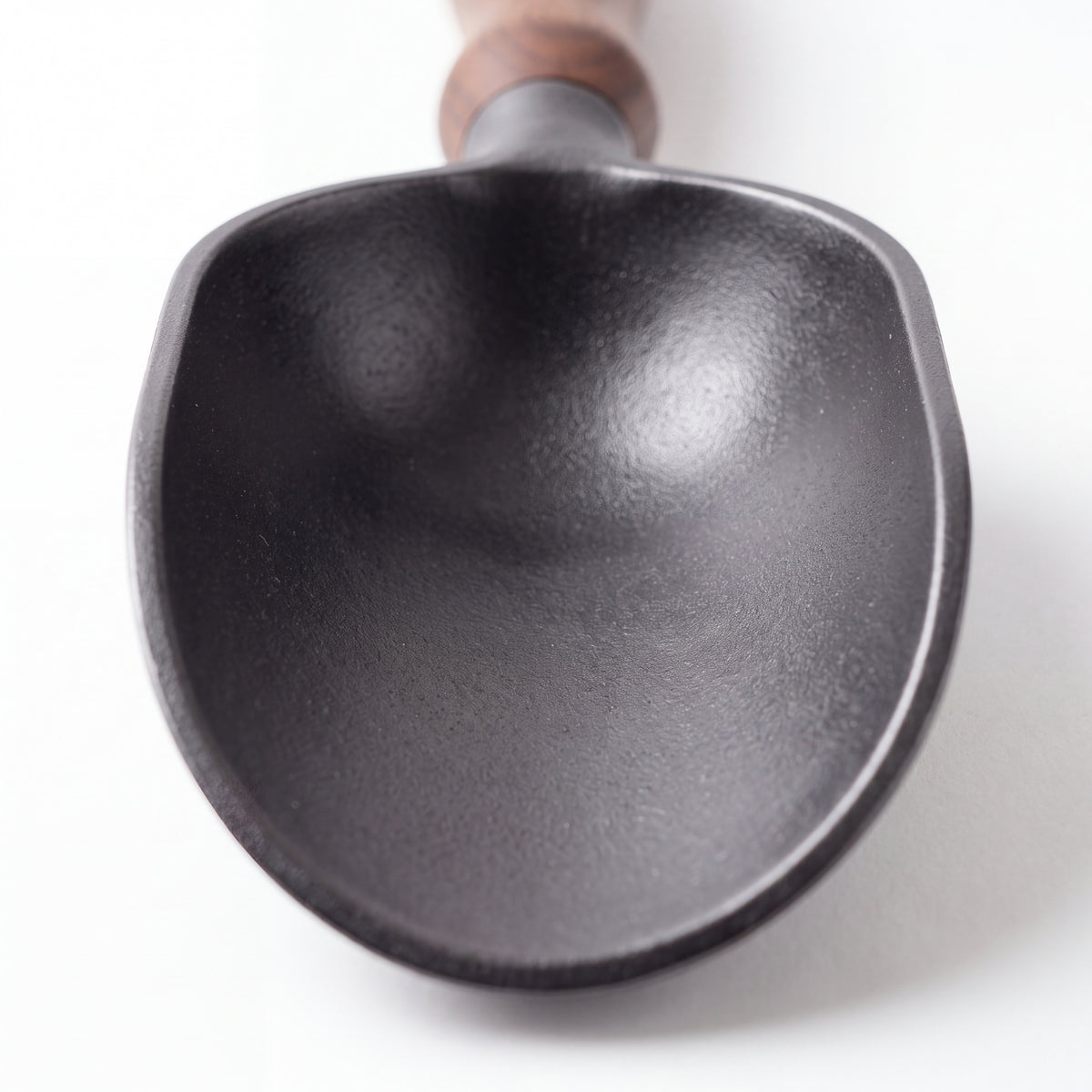 STEEL Collection | Cast Iron Soil Scoop — Walnut Handle, Deep Bowl Forged Garden Scoop for Potting & Repotting
