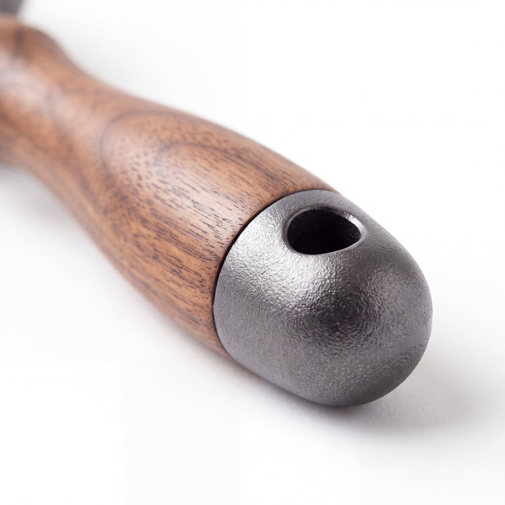 STEEL Collection | Cast Iron Soil Scoop — Walnut Handle, Deep Bowl Forged Garden Scoop for Potting & Repotting