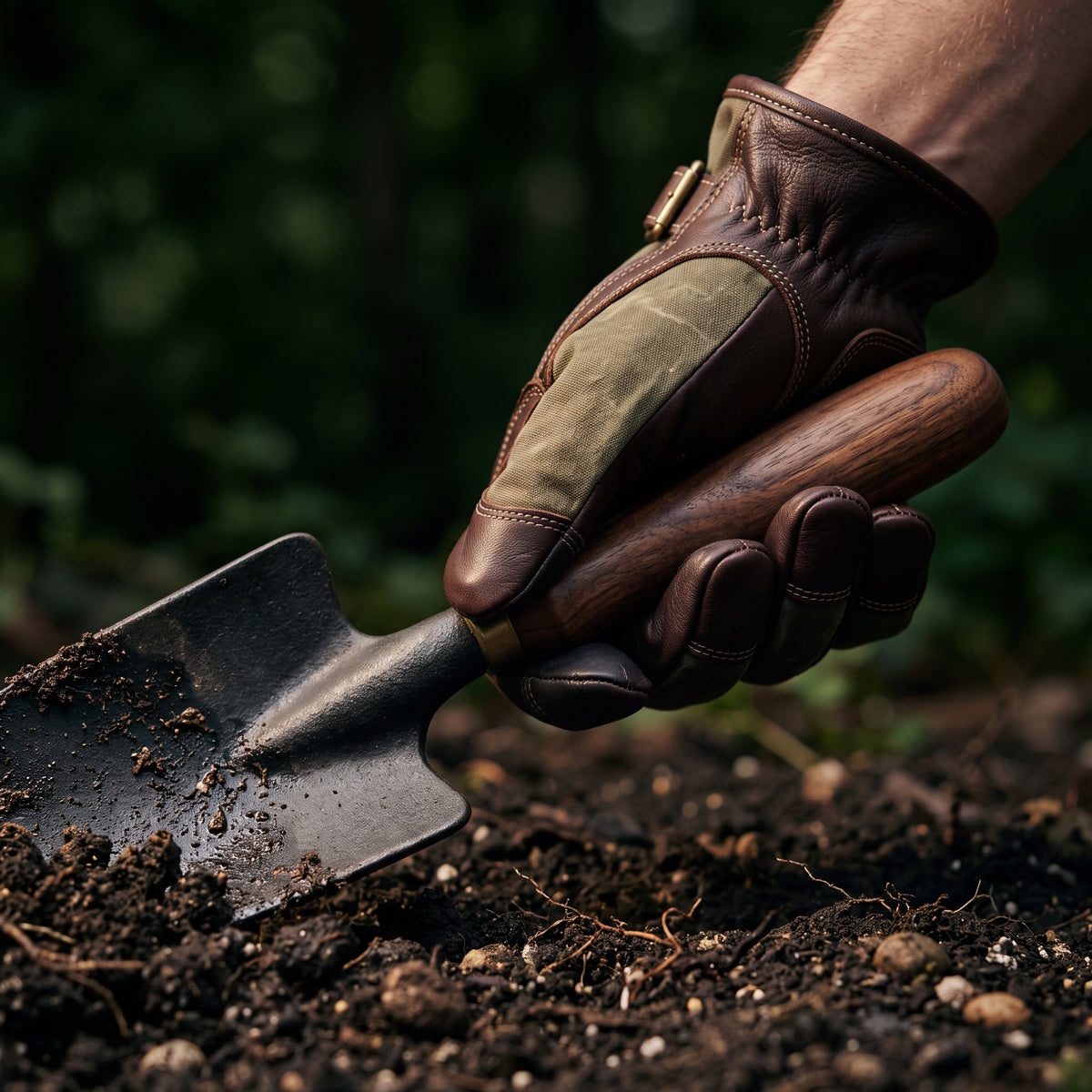 CANVAS Collection | Waxed Canvas Garden Gloves — Full-Grain Leather Palm, Brass Buckle Work Gloves