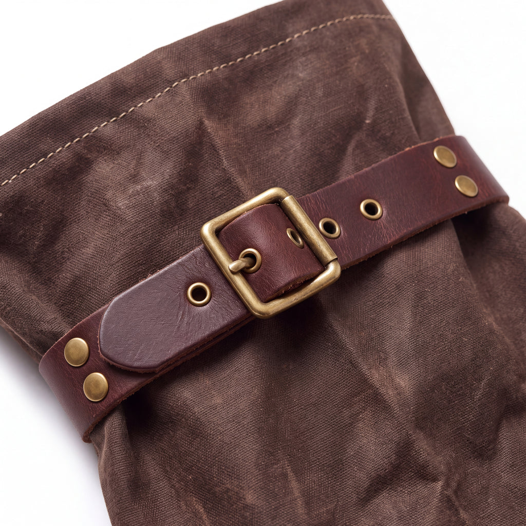 CANVAS Collection | Waxed Canvas Garden Sleeves — Forearm Protection with Tool Pocket & Leather Strap