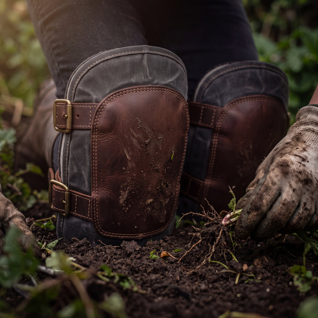 CANVAS Collection | Waxed Canvas Garden Sleeves — Forearm Protection with Tool Pocket & Leather Strap