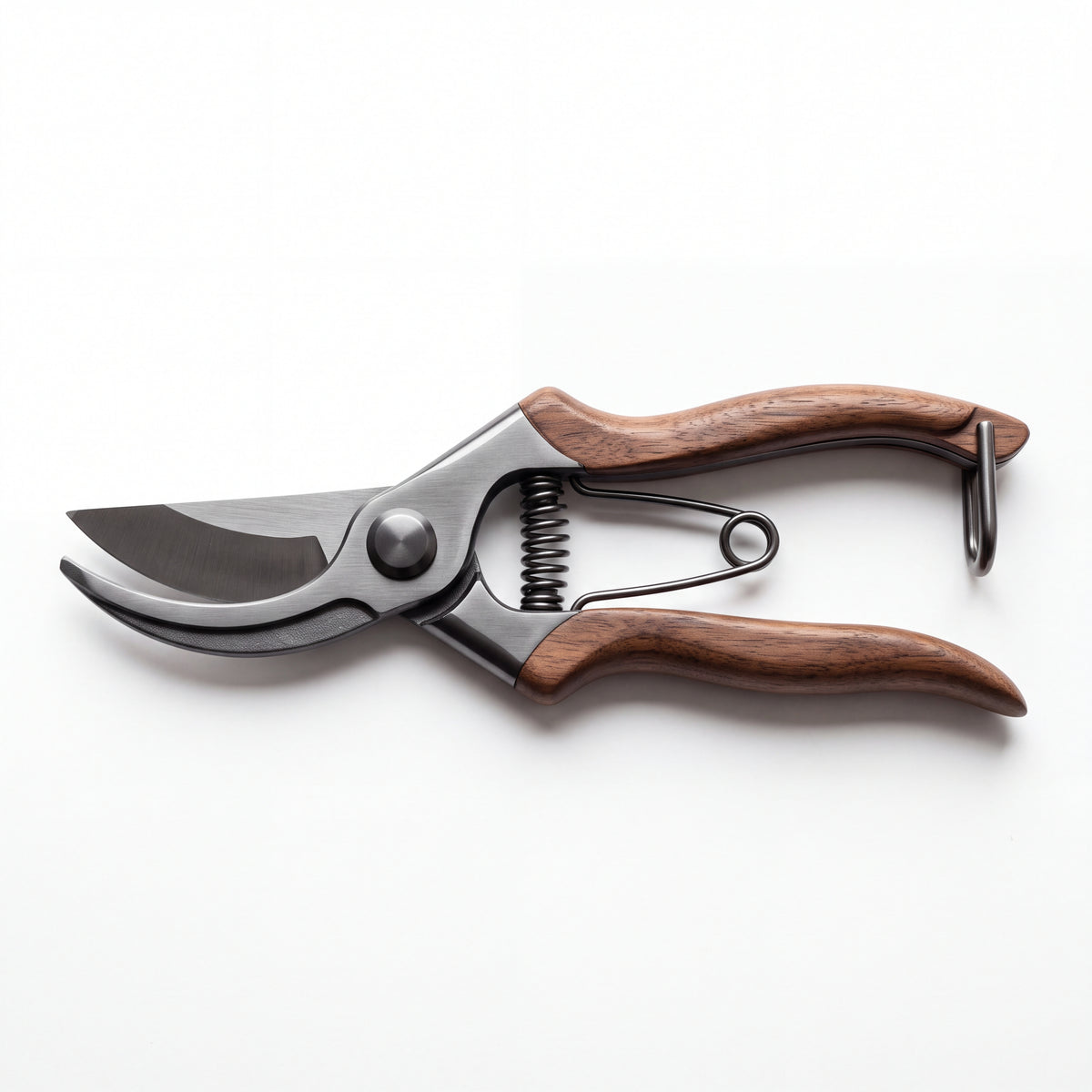 STEEL Collection | Bypass Pruning Shears — Walnut Handle, Hardened Steel Garden Pruners with Safety Lock