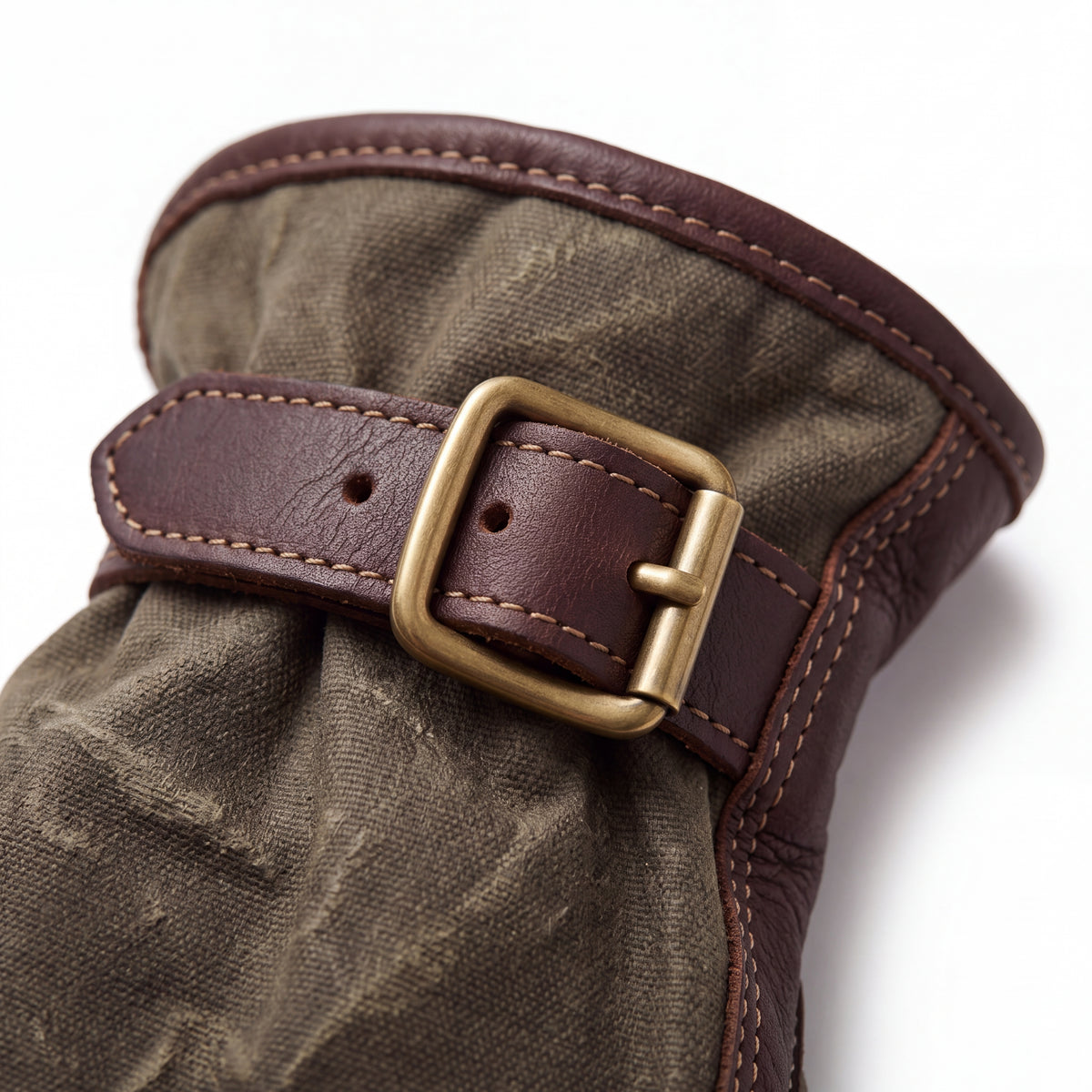 CANVAS Collection | Waxed Canvas Garden Gloves — Full-Grain Leather Palm, Brass Buckle Work Gloves