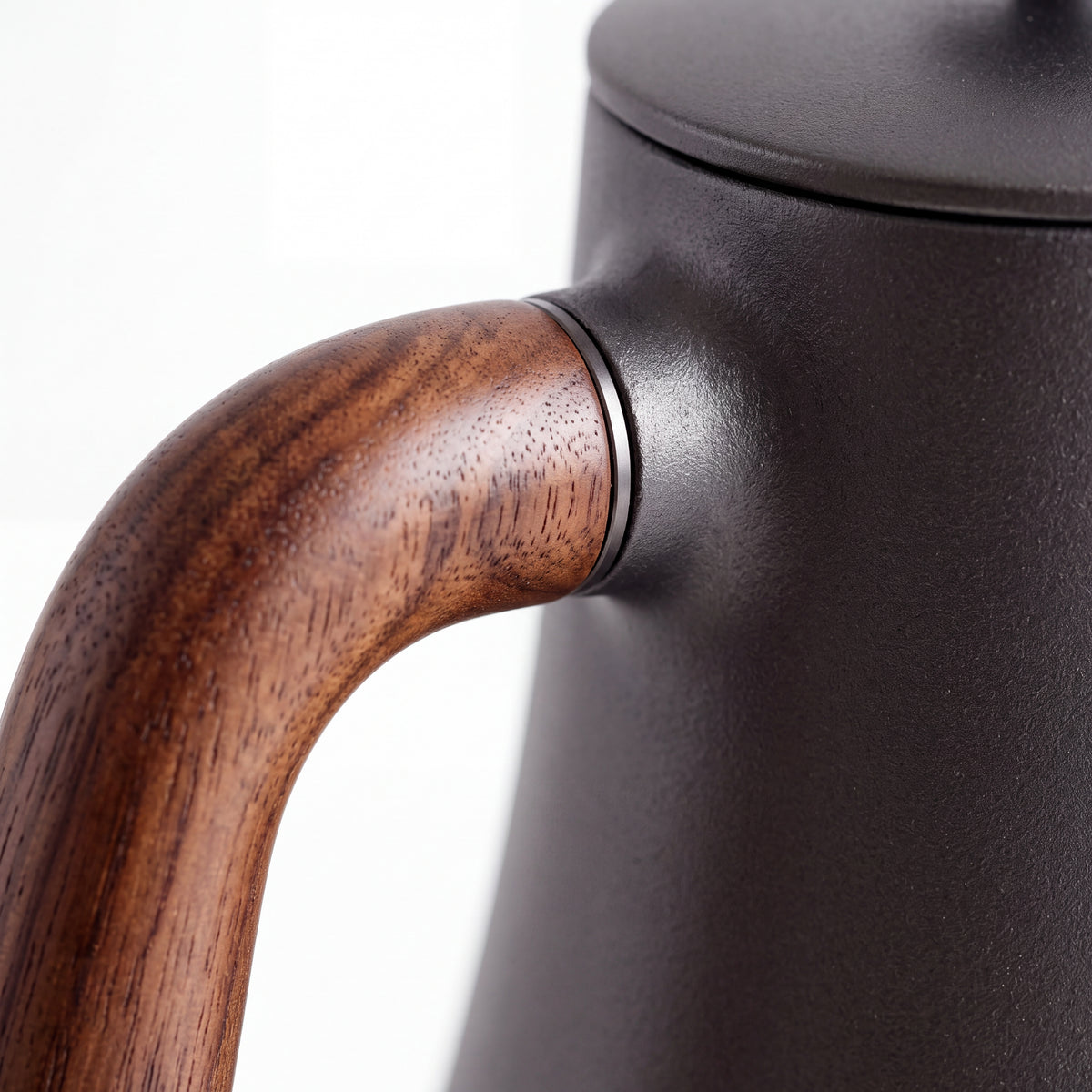 STEEL Collection | Cast Iron Long-Spout Watering Can — Walnut Handle, Brass Rose Sprinkler