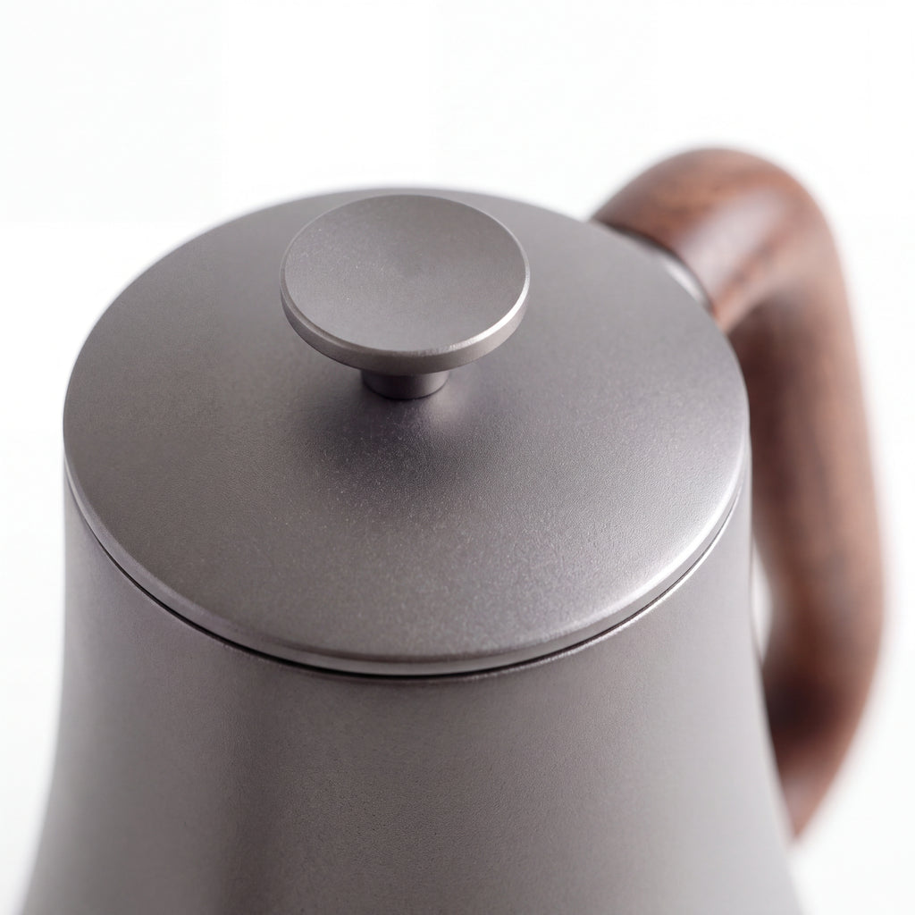 STEEL Collection | Cast Iron Long-Spout Watering Can — Walnut Handle, Brass Rose Sprinkler