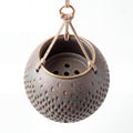 TERRA Collection | Hanging Bubble Planter — Hand-Carved Sphere Clay Pot with Brass Ring & Cotton Rope