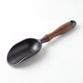 STEEL Collection | Cast Iron Soil Scoop — Walnut Handle, Deep Bowl Forged Garden Scoop for Potting & Repotting