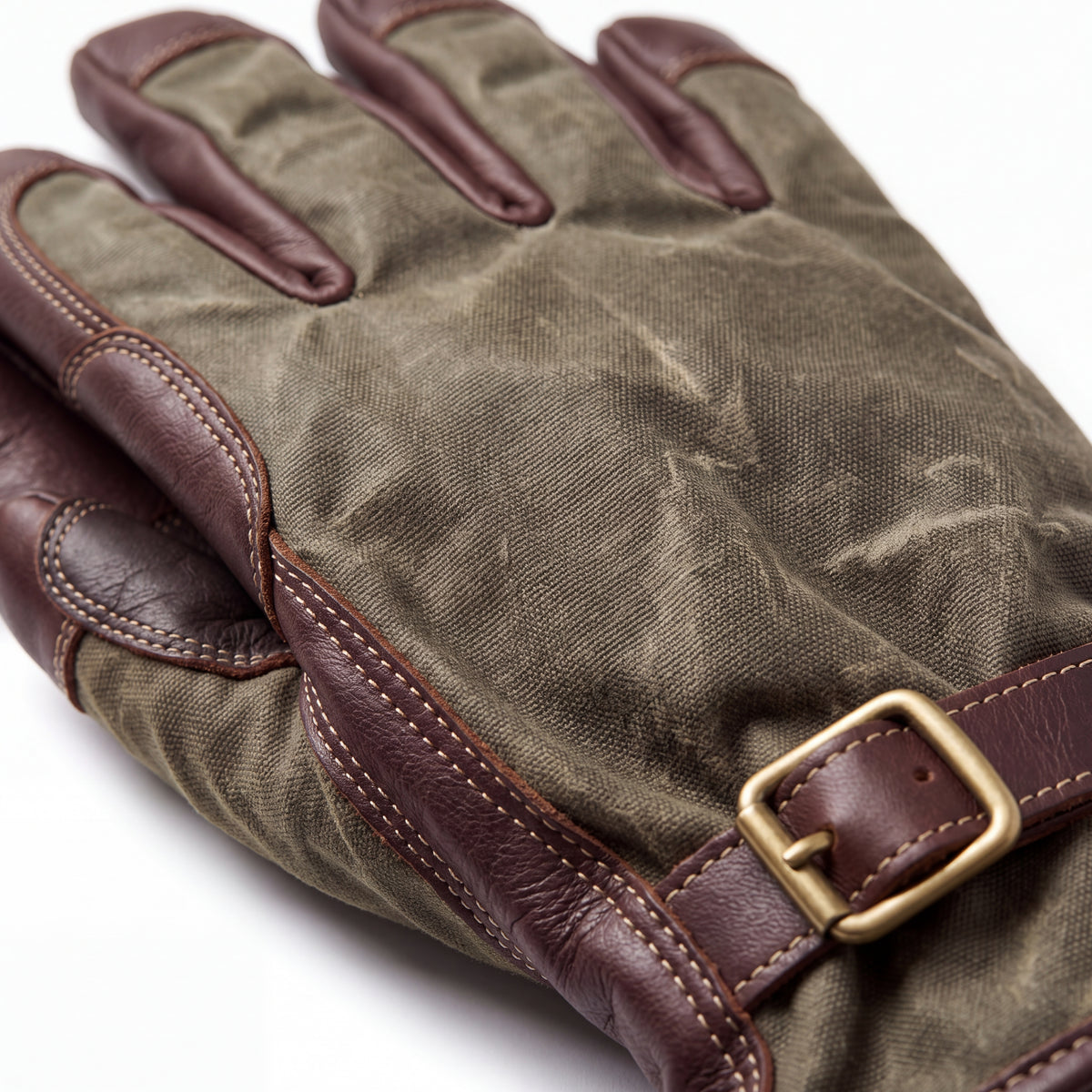 CANVAS Collection | Waxed Canvas Garden Gloves — Full-Grain Leather Palm, Brass Buckle Work Gloves