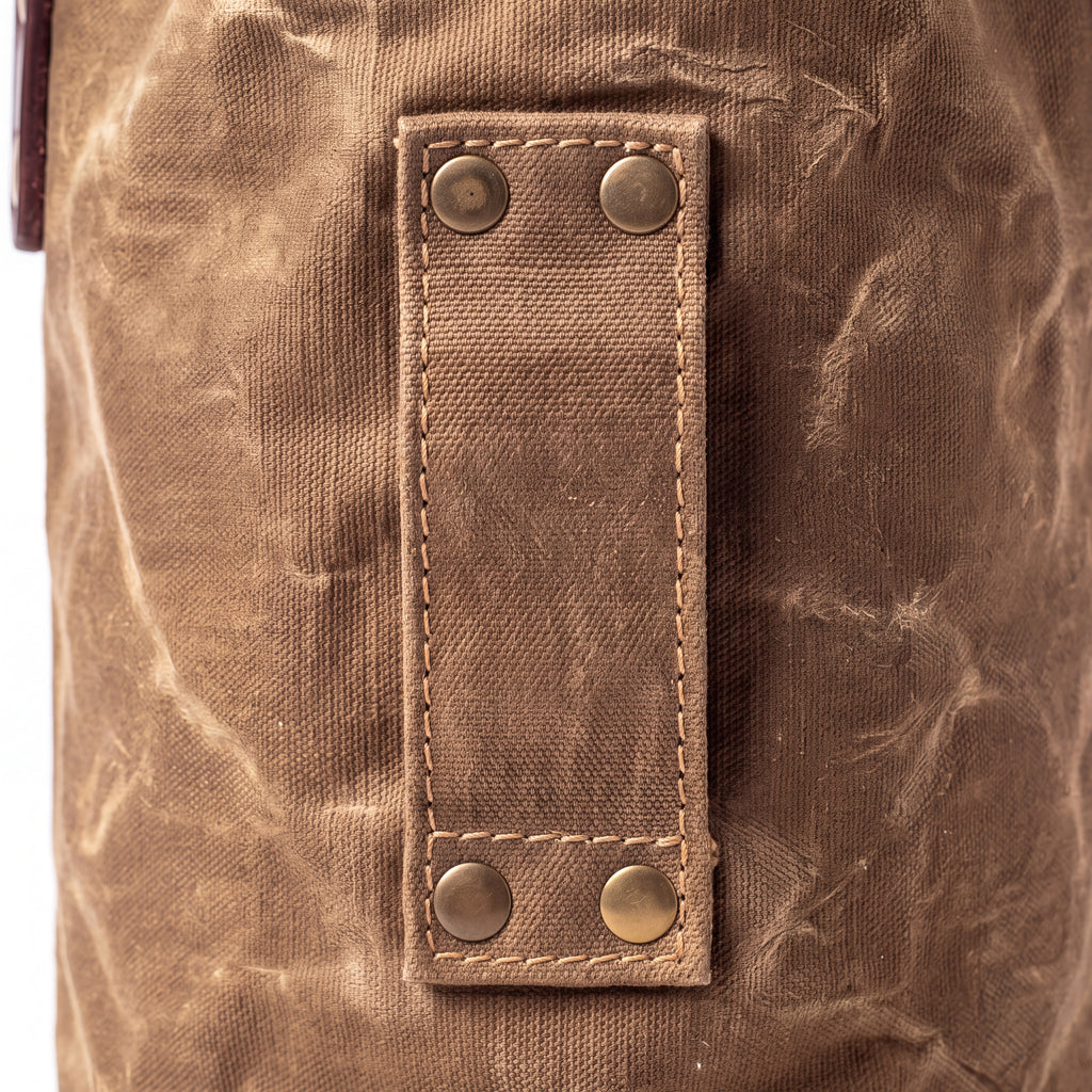CANVAS Collection | Waxed Canvas Tool Bucket — Mini Cylindrical Garden Carry-All with Leather Handle & Drawstring