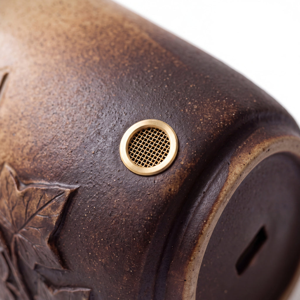 TERRA Collection | Ivy Carved Wall Planter — Hand-Carved Sandstone Fiber Clay Pocket Pot with Brass Hardware