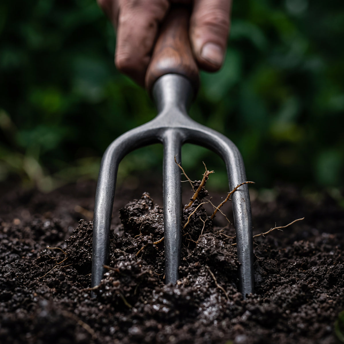 STEEL Collection | Cast Iron Garden Claw — Walnut Handle, Three-Tine Forged Cultivator & Weeder