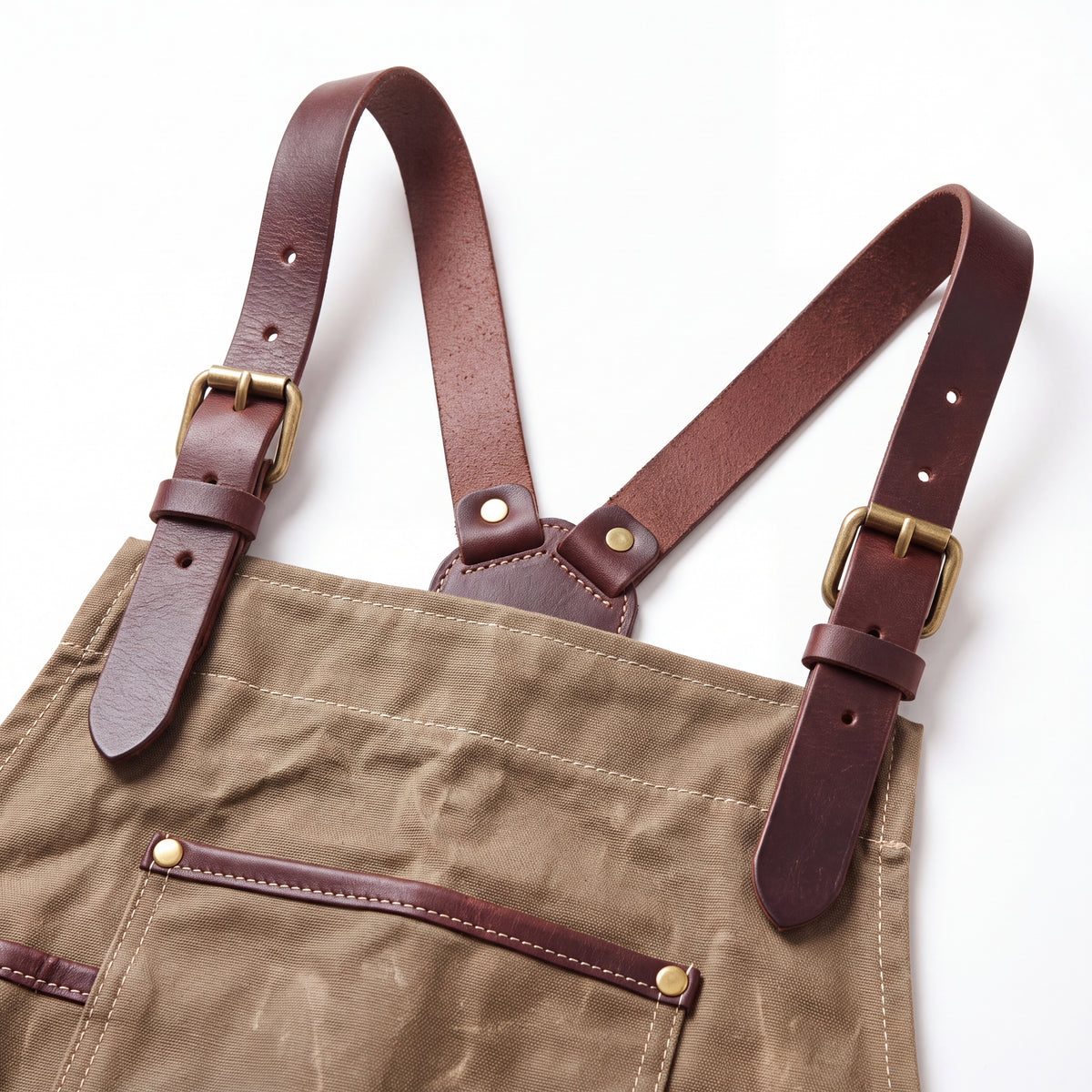 CANVAS Collection | Waxed Canvas Garden Apron — Multi-Pocket Work Apron with Leather Straps & Brass Hardware